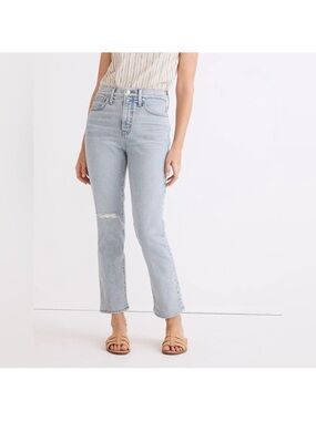 Madewell The Perfect Vintage Crop Ankle Jeans in Light Wash Distressed Size 26